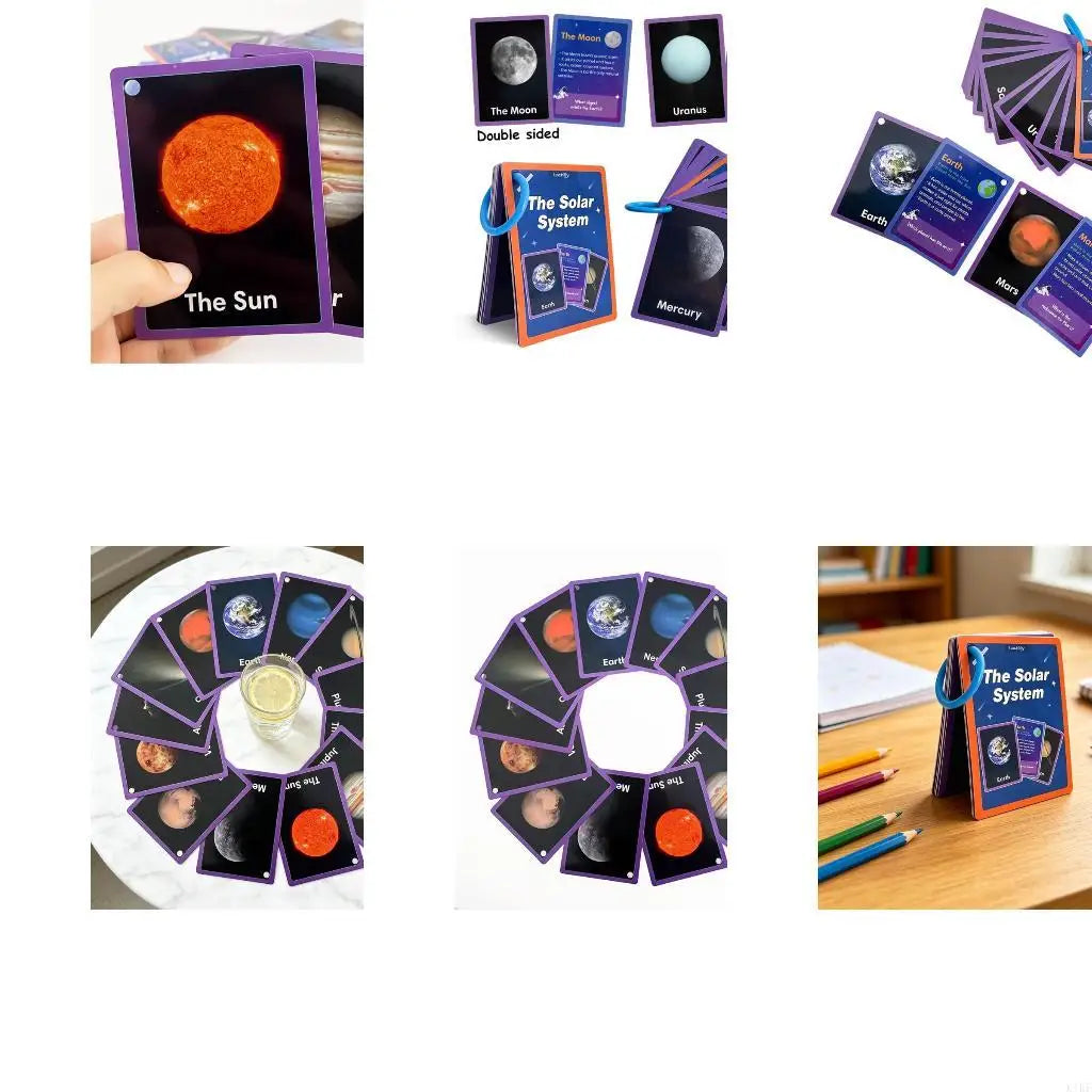 15Pcs Double Sided Solar Planet Learning Flash Cards English Word Building Cards K1KF Quake CN