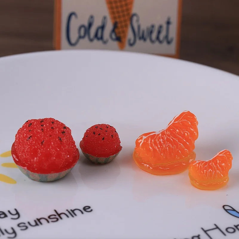 50pcs Creative Watermelon Slushy Orange Ornament Simulation Food Miniature For Desktop Decor DIY Resin Crafts Home Accessories Quake