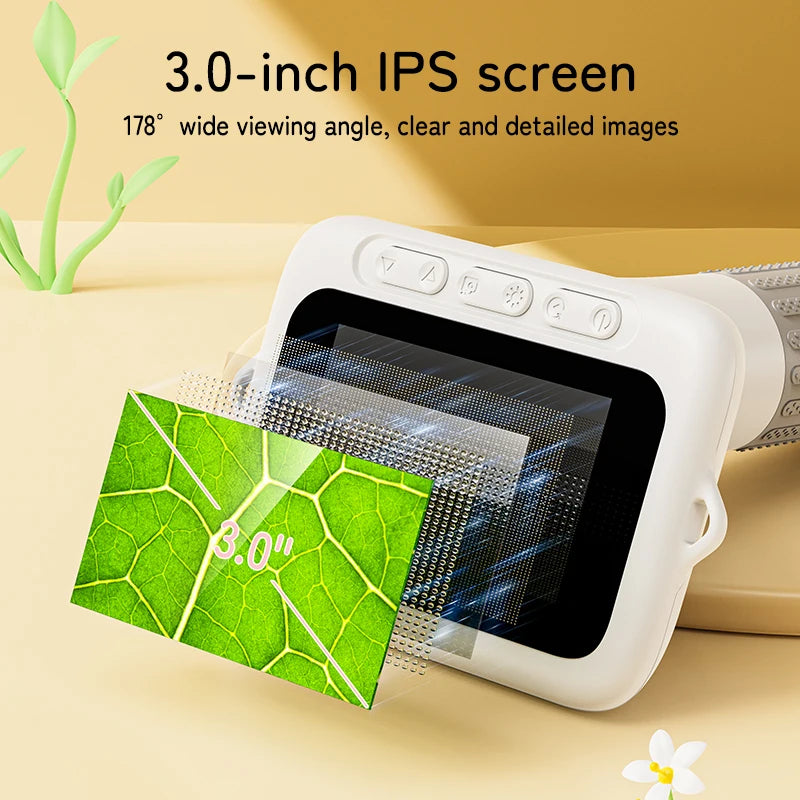 Microscope for Kids 3-Inch Eye-Protection LCD Screen Digital Microscope Scientific Educational Toys Gifts for Christmas Birthday Quake