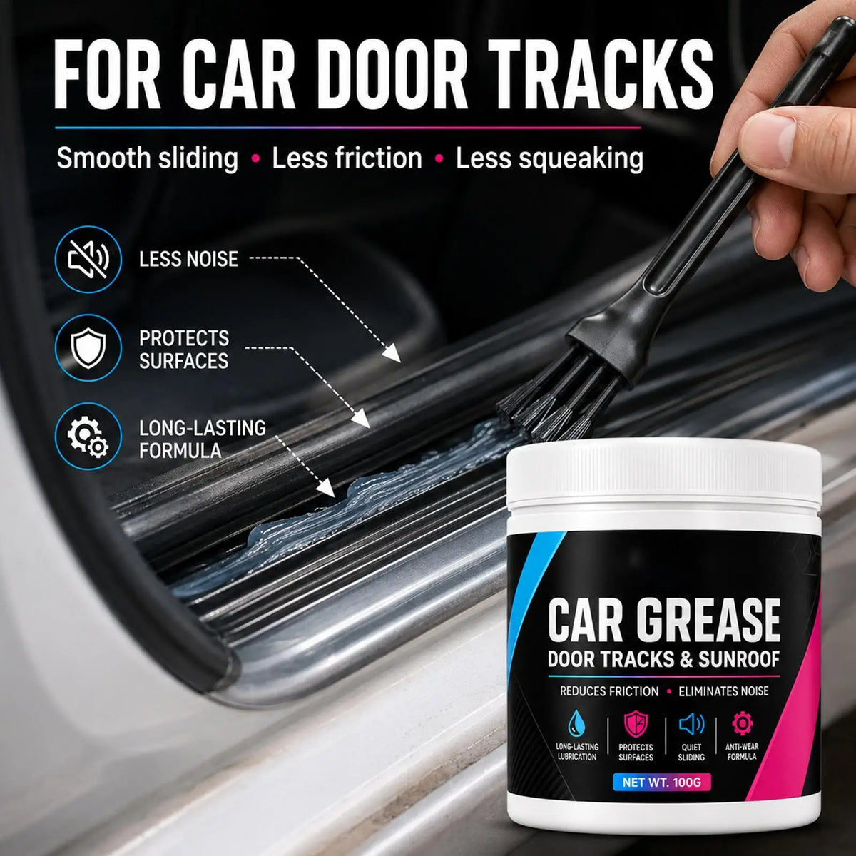 Auto Grease 100g Sliding Anti-Rust Door Track Lubrication Multipurpose Grease for Car Trailer Door Hinge Window Track Sliding Quake