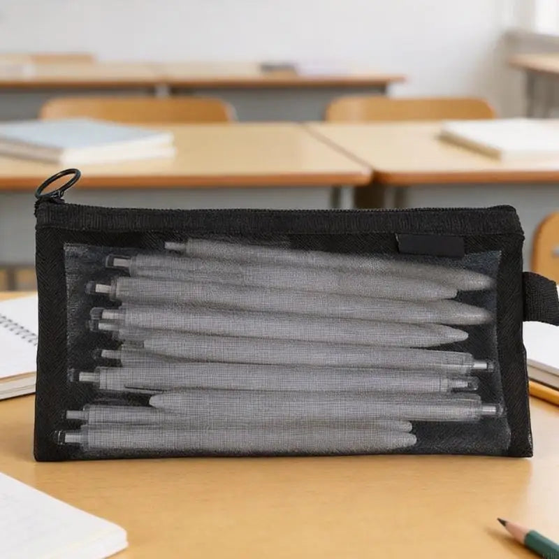 See Through Pencil Case with Top Closure, Writing Tool Storage Bag for School Review and Desk Use, About 21 x 12 K1KF Quake