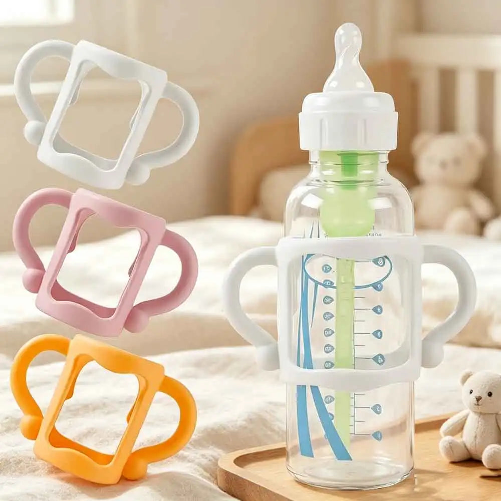 vvocci Silicone Bottle Handle For Narrow Baby Bottles, Easy Grip Handle, Can Accommodate Most Bottles - BPA-free Soft Silicone Quake