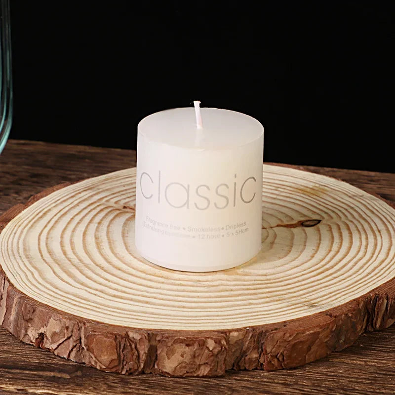 Classic European Ivory White Large Candle Smokeless and Odorless Romantic Wedding Hotel Decoration Festival Supplies Quake 5cm x 5cm