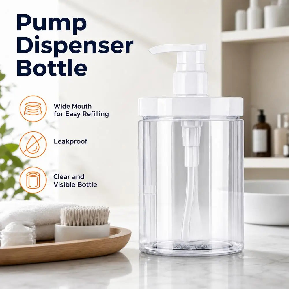 Large-Caliber Hair Mask Dispenser Bottle,Clear Empty Bottle For Laundry Detergent/Hair Conditioner,Travel Bathroom Refill Bottle Quake