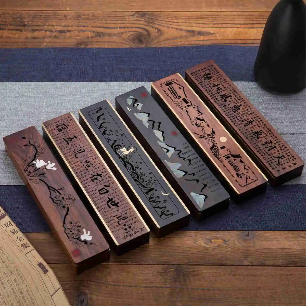 Wooden bed incense burner, cultural and creative Chinese style Zen ornaments, household incense sticks, solid wood creative Quake