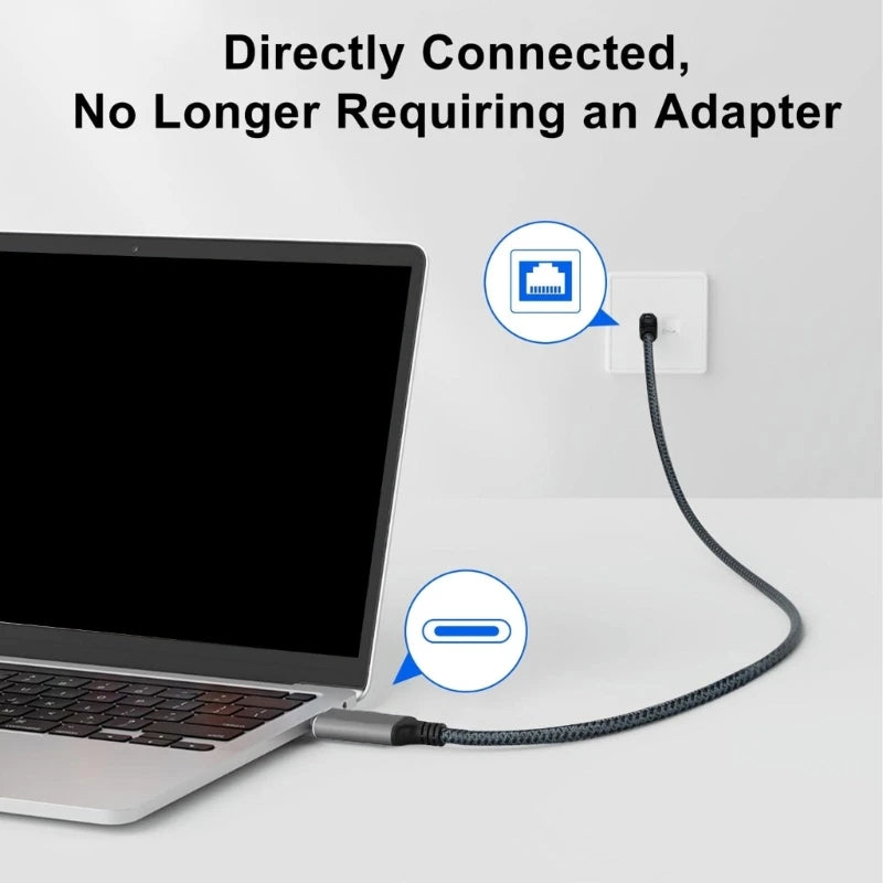 1.8m Long USB C to RJ45 Gigabit Ethernet Cable Braided Fast Speed Corded Internet Cord for Laptops Tablets K1KF Quake China Mainland
