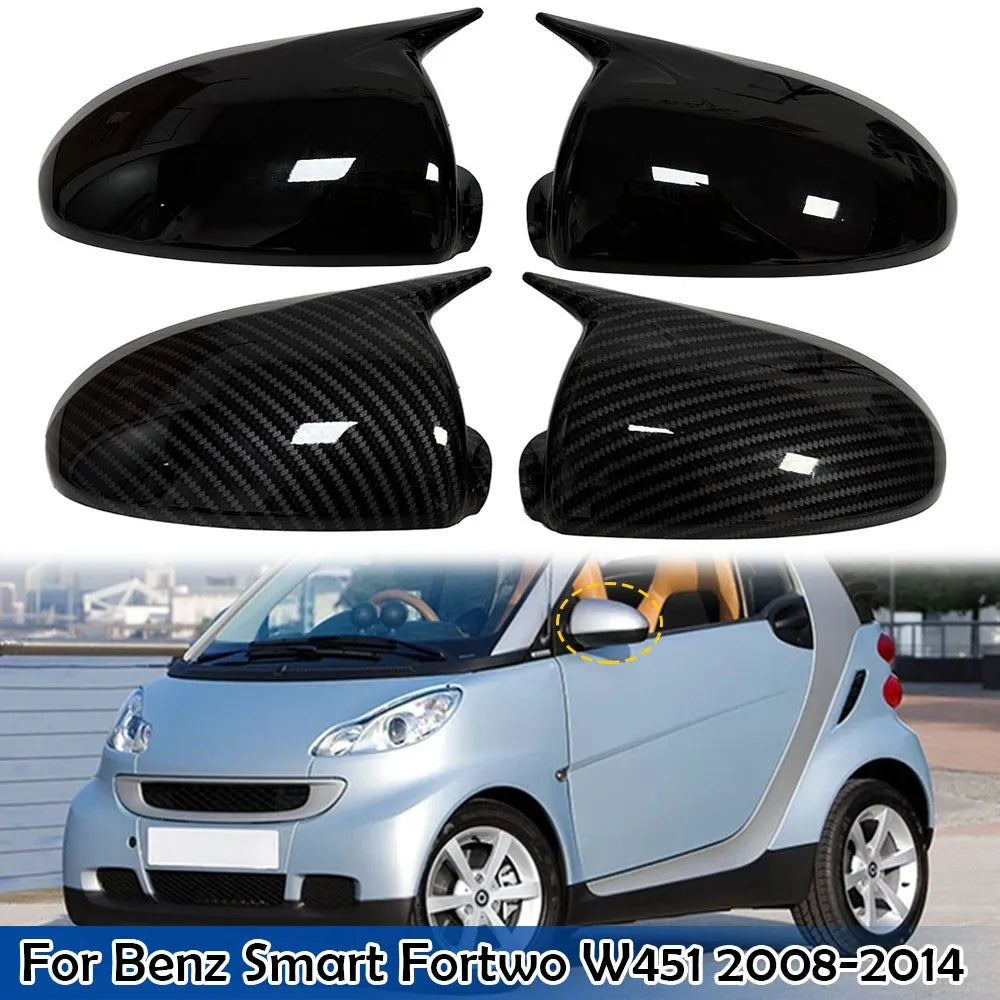 For Mercedes Benz Smart Fortwo W451 2008-2014 2x Car Sticker Rearview Side Mirror Cover Wing Cap Exterior Case Trim Decoration Quake