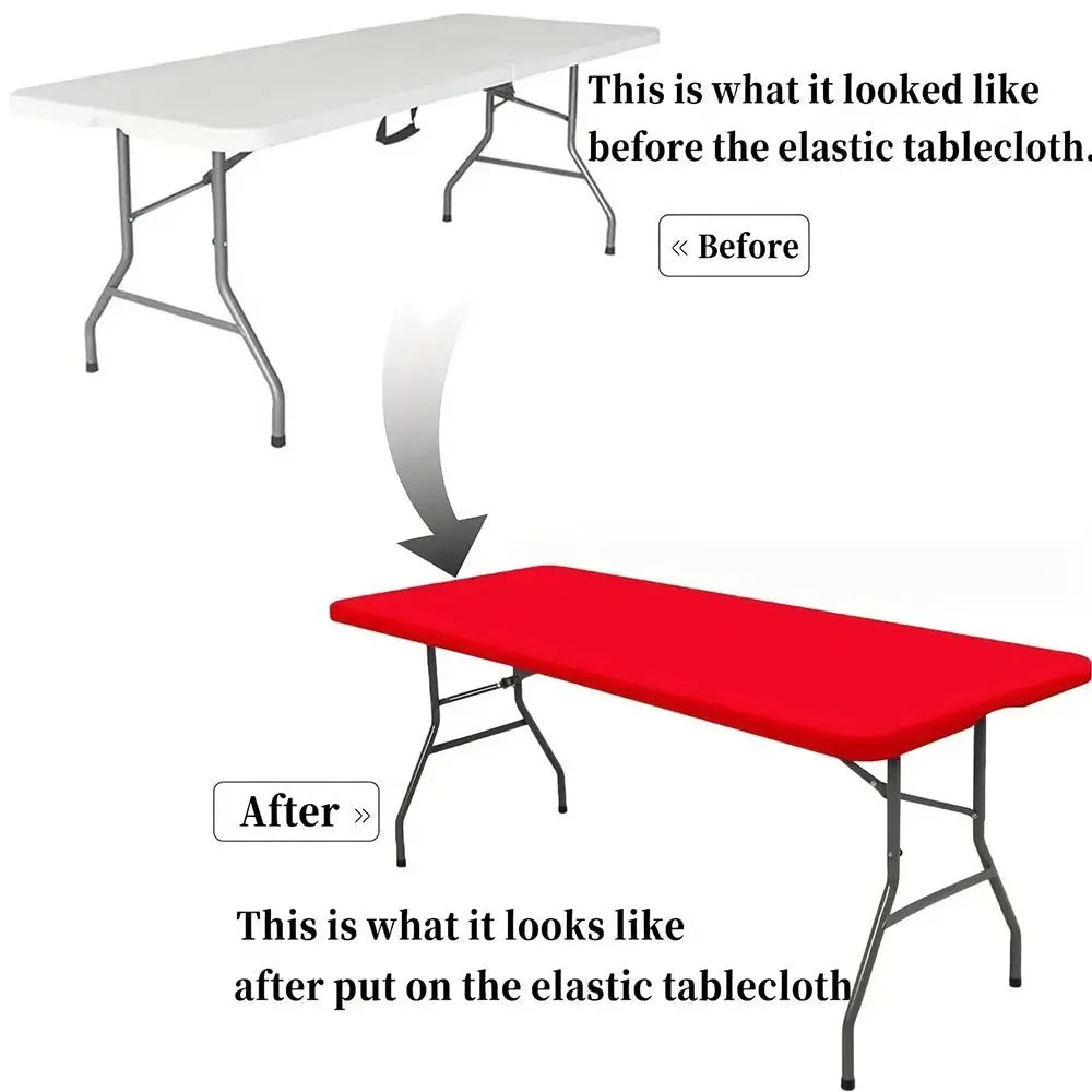 1Pcs Spandex Rectangular Tablecloth Elastic Fitted Stretch Table Cloth Universal 6FT Patio Table Cover Quake