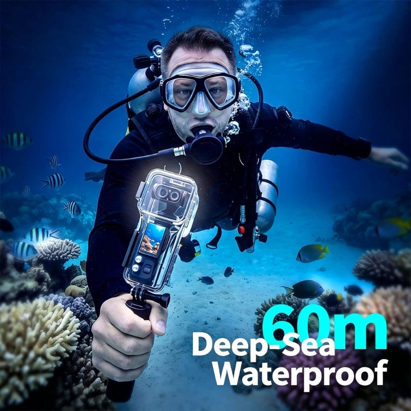 Underwater Camera Housing for LunaUltra Camera, Clear Full-Cover Protective Shell with Lens Window 2Prong Mount for Diving K1KF Quake CN