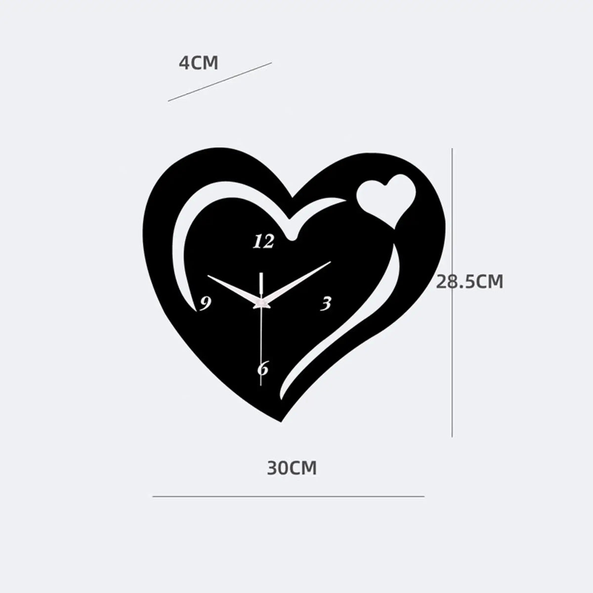 Heart Wall Clock Silent Clock 12inch Wall Ornament Creative Decorative Clock for Living Room Bedroom Office Home Decoration Quake