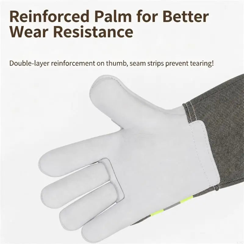 Leather Welding Work Gloves with Extended Canvas Wrist Coverage, Double-Layer Thumb Reinforcement, Finger-Edges Binding, K1KF Quake