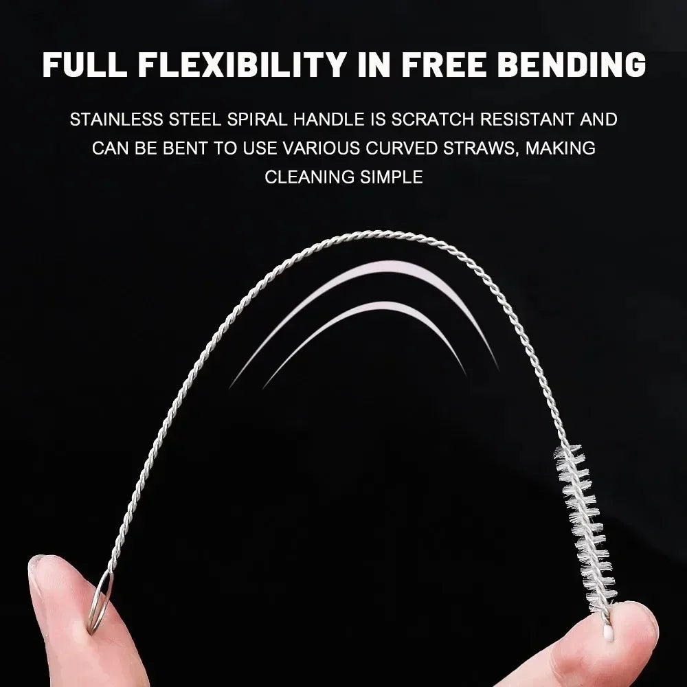 Drinking Straw Cleaning Brush Kit Reusable Tube Pipe Cleaner Nylon Stainless Steel Long Cleaning Brushes for Baby Cup Bottles Quake