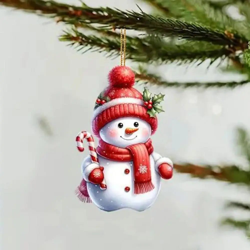 Christmas Tree Hanging Ornament Snowman Pendant Christmas Tree Ornament Car Decoration Adorable Acrylic Flat for Easy for Home Quake