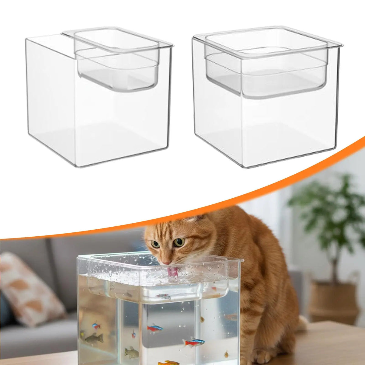 Small Square Box Fish Tank PET Acrylic Mini Aquarium Set Clear Bowl for Cats Desktop Decor Centerpiece Quake