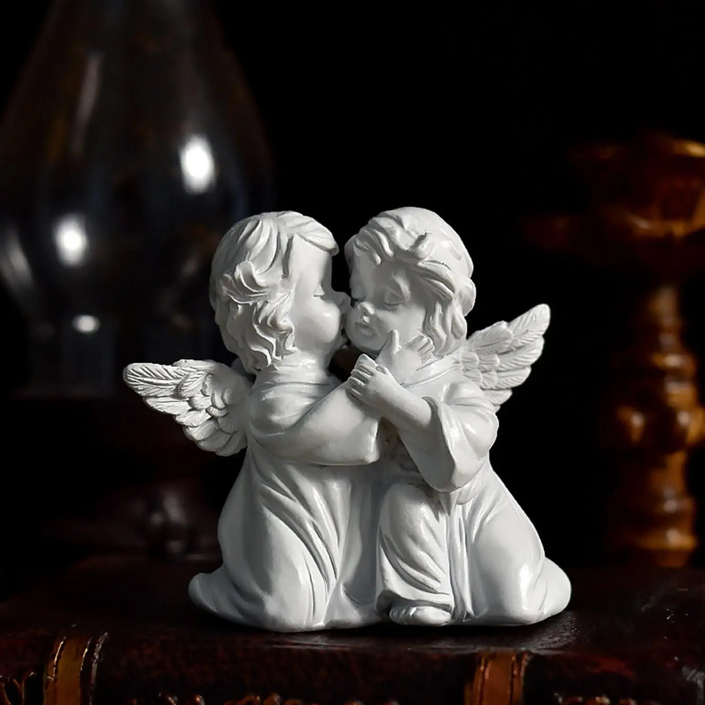 Modern Angel Candle Holder Statue Resin Cherub Shelf Sculpture for Office Ornaments and Decor Quake KissRight