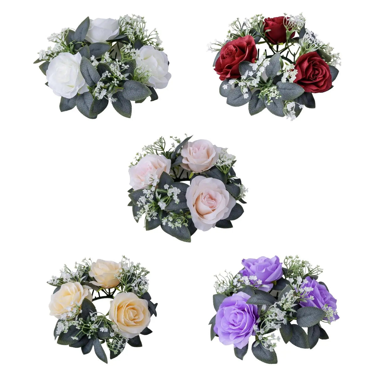 Faux Eucalyptus Candle Wreath Floral Ring Candle Holder for Dinner Table Centerpiece Event Decor Quake