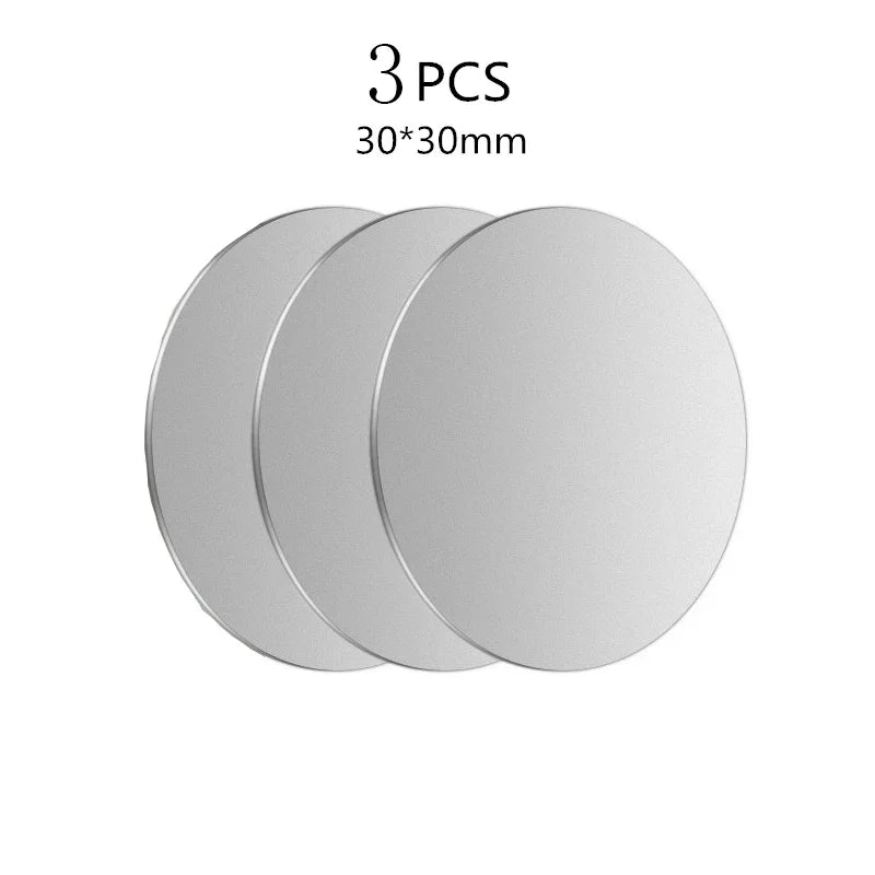 Self-adhesive Iron Sheet Sticker Metal Plate for Magnetic Car Phone Holder 1/3/5PCS Magnet Mobile Phone Stand Mount For iPhone Quake 3PCS silver 30mm