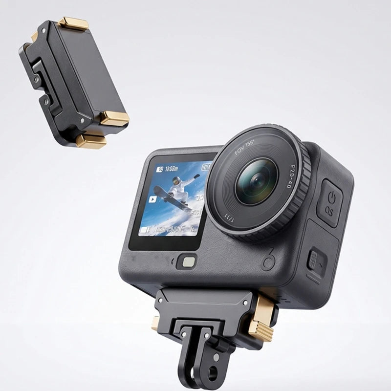 Quick Release Camera Mount Adapter with 1/4Inch Thread 2Prong Base, Aluminum Alloy Tripod Connectors for Action 6 K1KF Quake CN