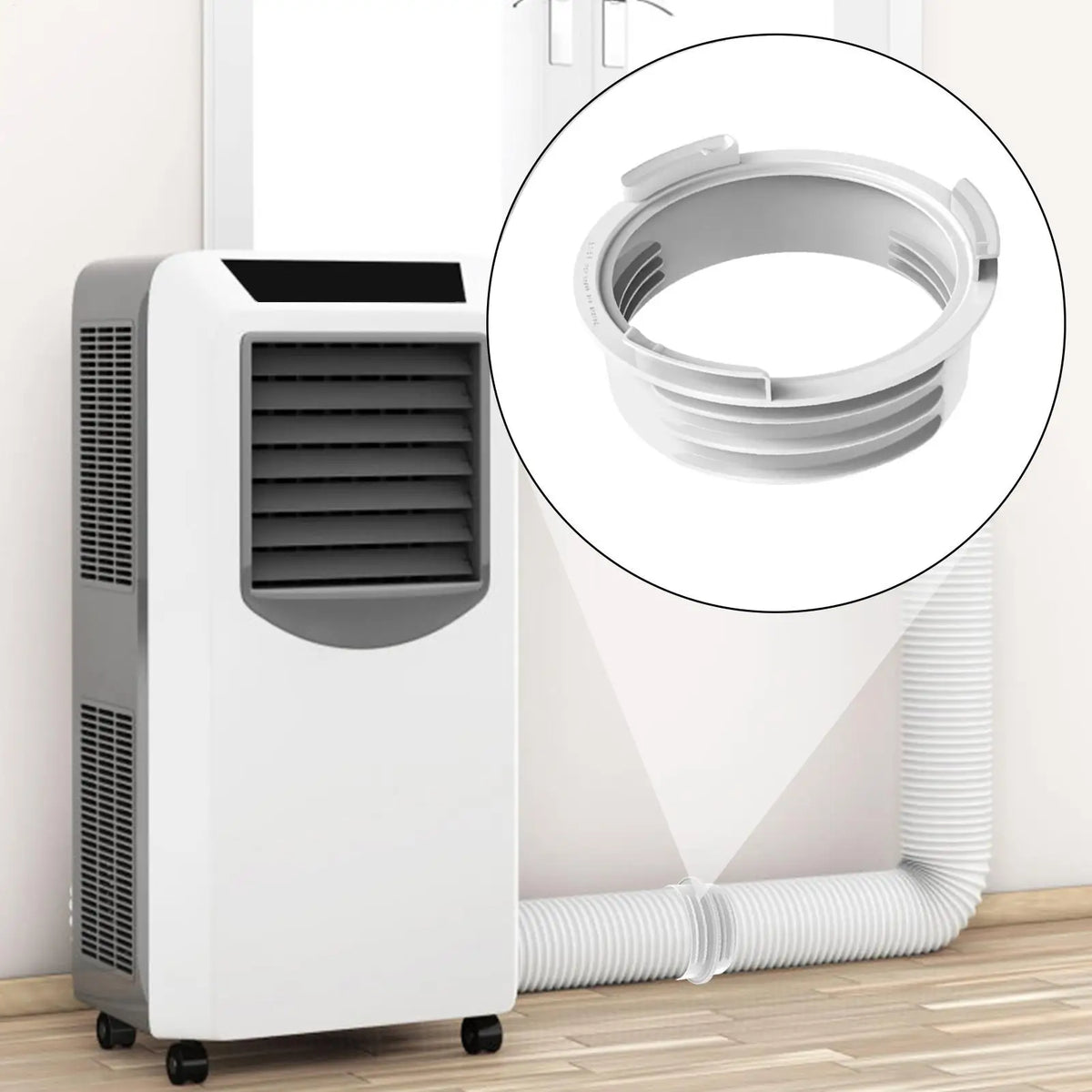 Universal Heat Resistant Portable AC Hose Adapter Air Conditioner Connector for 5.1 5.9 Inch Vent Pipe Window Unit Quake
