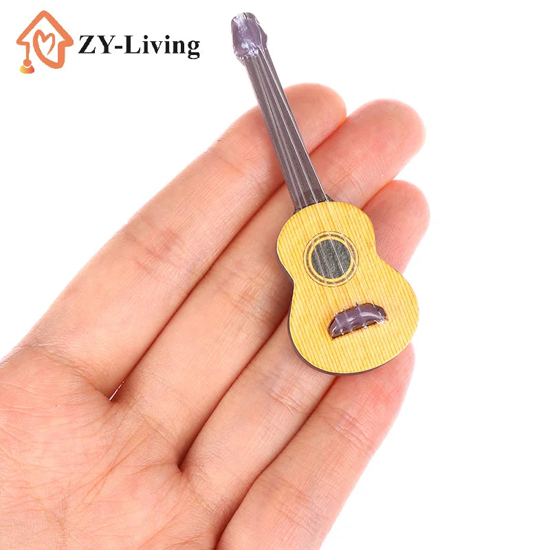 1:12 Dollhouse Musical Instrument Model Miniature Classical Guitar Home Living Scene Decor Toy Doll House Accessories Quake