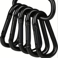 6Pcs Black Type D Carabiner Hooks for Outdoor Hiking Camping–Durable Steel Buckle Clips for Backpacks,Tents,Ropes&Adventure Gear Quake M449 6PCs