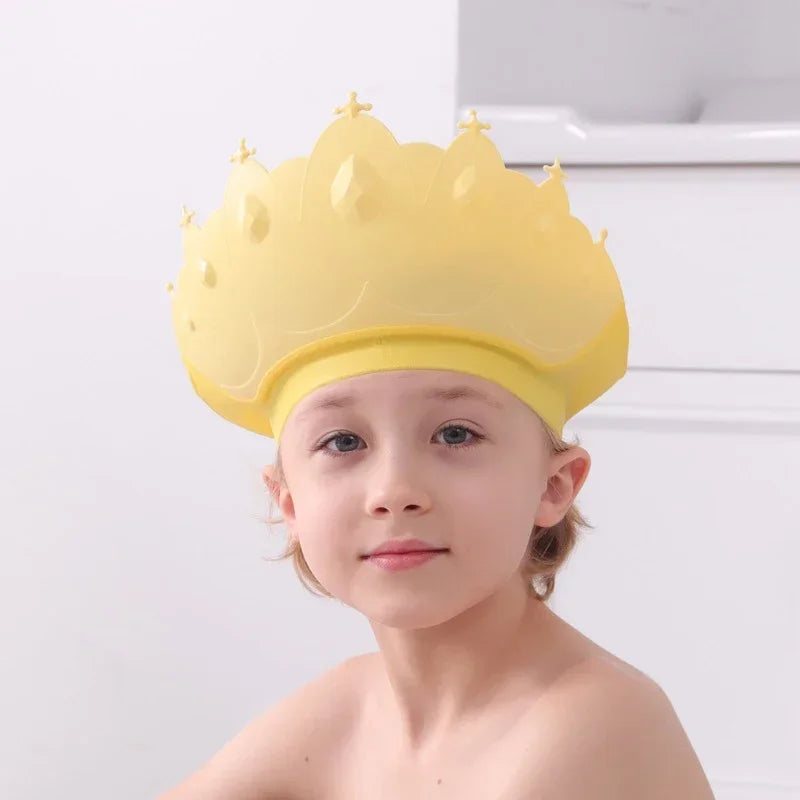 Baby Adjustable Ear Protection Waterproof Size Shampoo Cap Crown Baby Shower Cap Children Cartoon Bath Visor Infant Hair Shield Quake