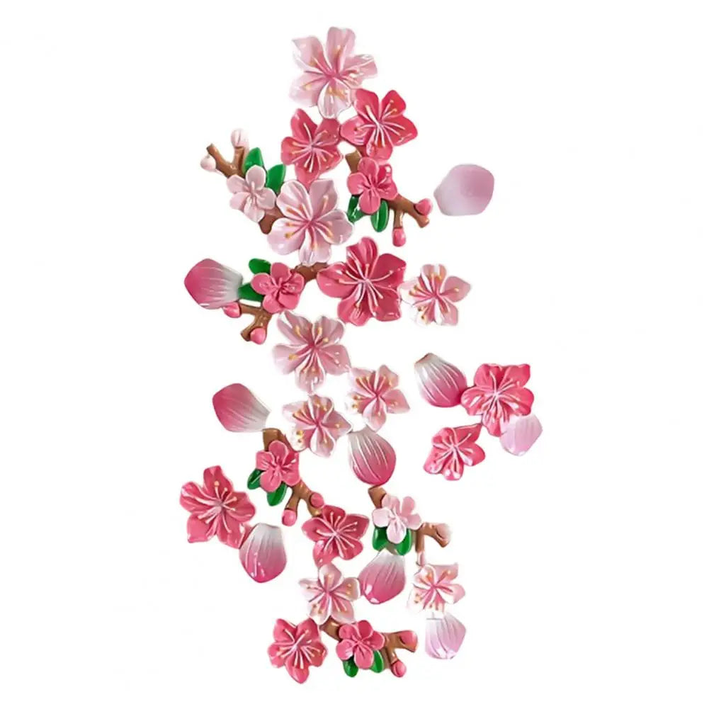Moisture Proof Car Decal Peach Blossom Car Sticker Resin Flower Decal for Auto Motorcycle Heat Resistant Waterproof for Bumper Quake China 32PCS