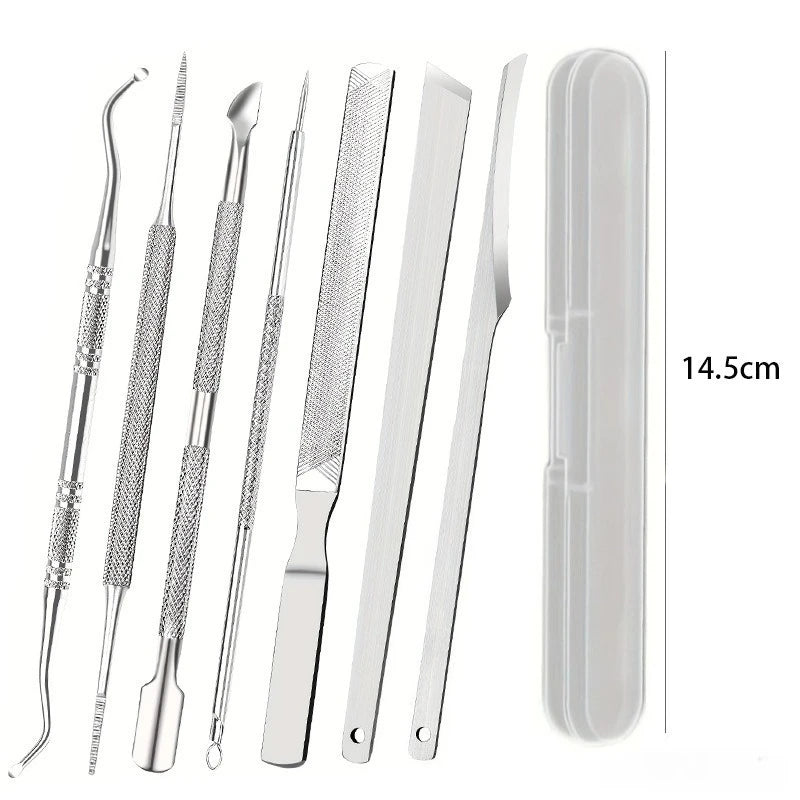 1set Stainless Steel Pedicure Tools Multi-functional Foot Care Professional Nail Clipper Manicure Kit Quake seven piece set