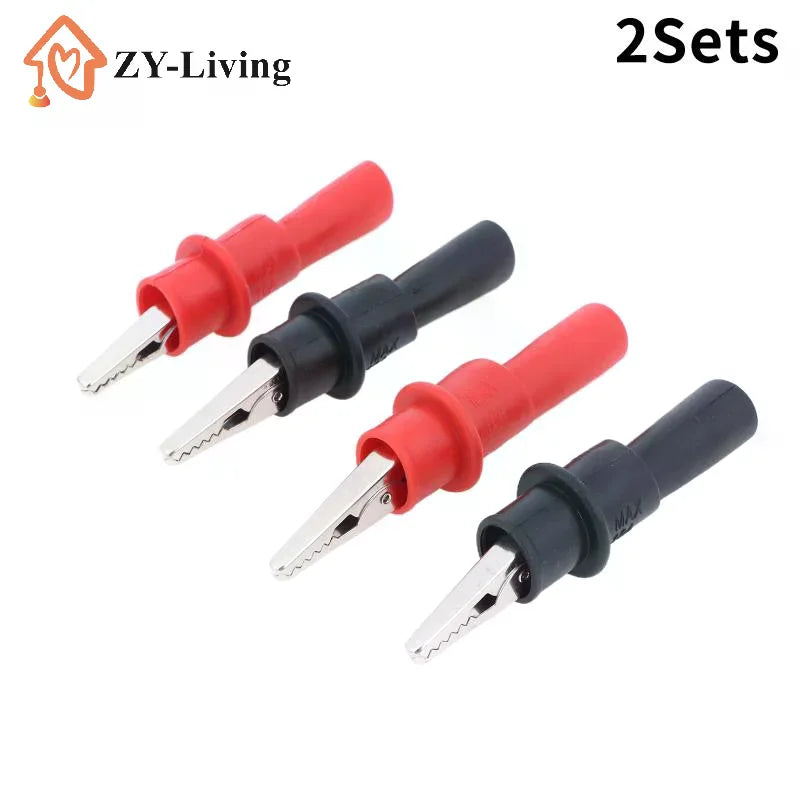 4Pcs Multimeter Test Probe Alligator Clip Insulated Metal Alligator Clamp For Circuit Testing Measurement Maintenance Quake