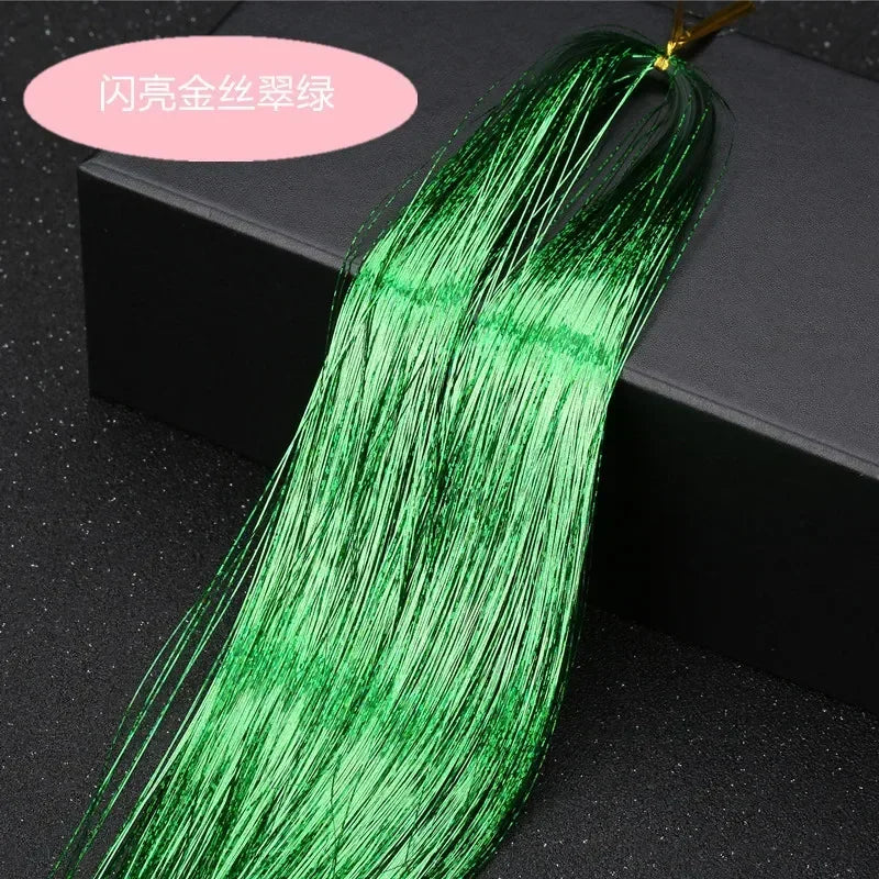93cm/100cm Holographic Hair Extensions Accessories Glitter Hair Tinsel Sparkle Shiny 120 Strands Bling Twinkle Hair Extensions Quake No 18 93 cm