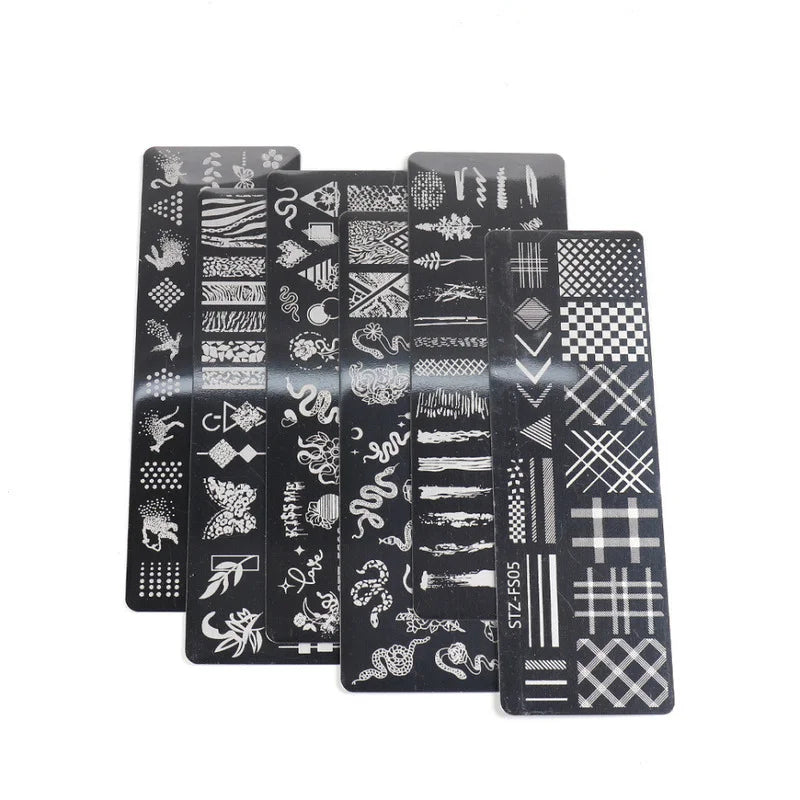 New Nail Stamping Plates Nail Art Transfer Templates Spring Flower Snake Pattern Image Geometric Rhombus Printing Templates Quake