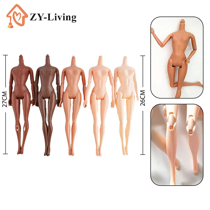 1Pc 11 Movable Joints 26/27cm African Doll Nude Body Brown Black Skin Doll Body Skin Children's Pretty Girl Toy Gift Quake