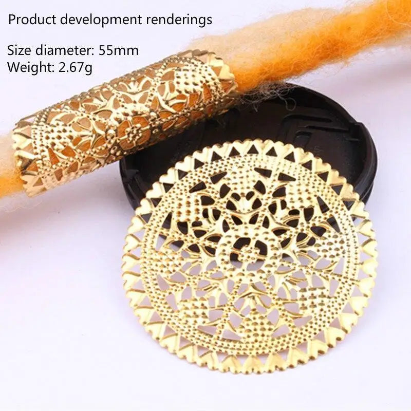 5Pcs Gold Hair Dread Braids Dreadlock Beads Adjustable Cuff Clip Round Vintage Hair Ring Fashion Styling Accessories Tools Quake