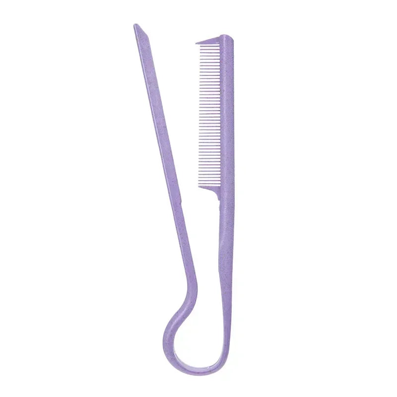 New V Shaped Hairdressing Comb Messy Hair Straightening Splint Comb Hair Styling Tool Special Portable for Hair Wigs Quake Purple