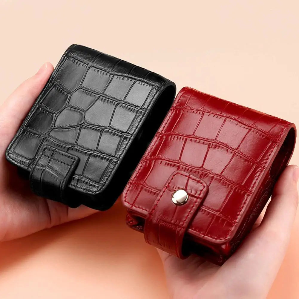PU Lipstick Case Holder with Mirror Lipstick Holder Makeup Travel Cases Organizer Bag Mini Handheld Lipstick Pouch for Women Quake