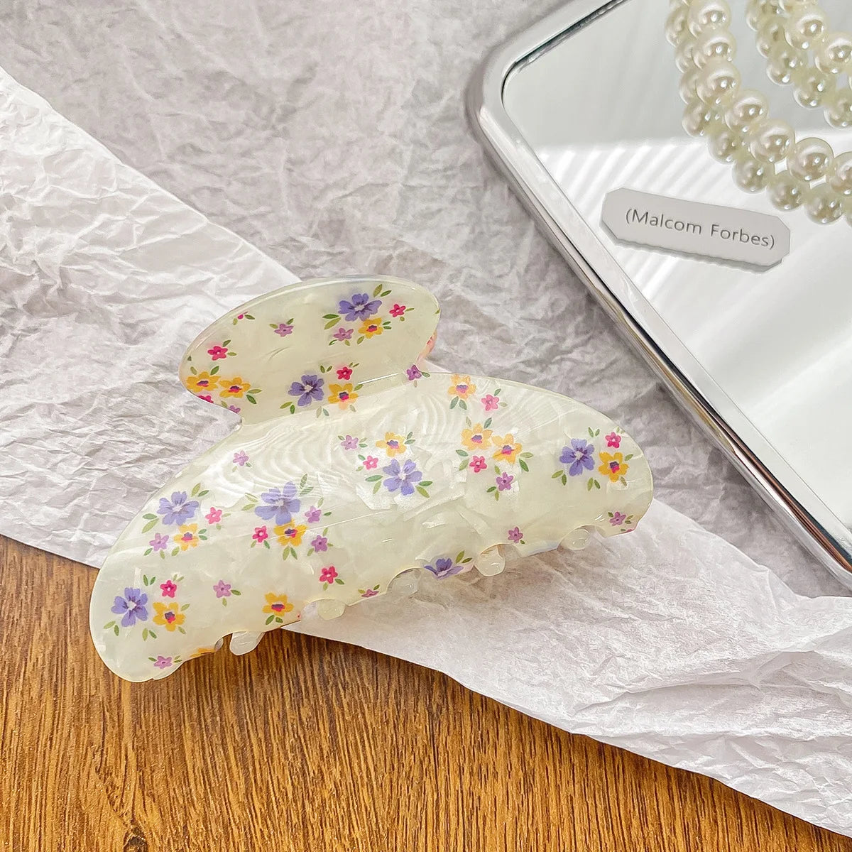 Vintage Floral Hair Claw Women Girls Temperament Elegant Shark Clip Hair Crab Clip Colorful Ponytail Clip Hair Style Accessories Quake sh 8.5CM