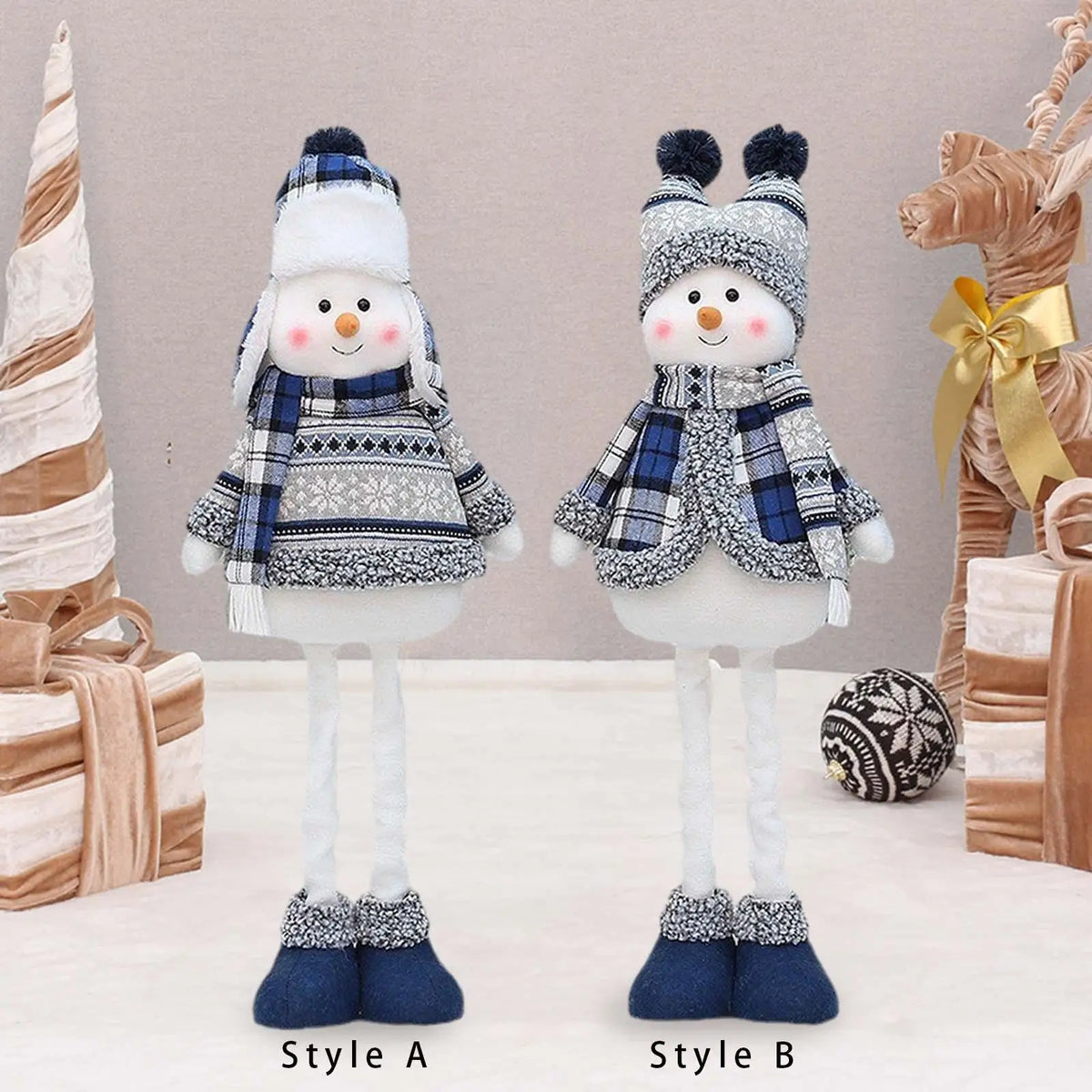 Christmas Figurine Stretch Legs Plush Doll Figure Santa Claus Figurine Decoration for Xmas, Quake