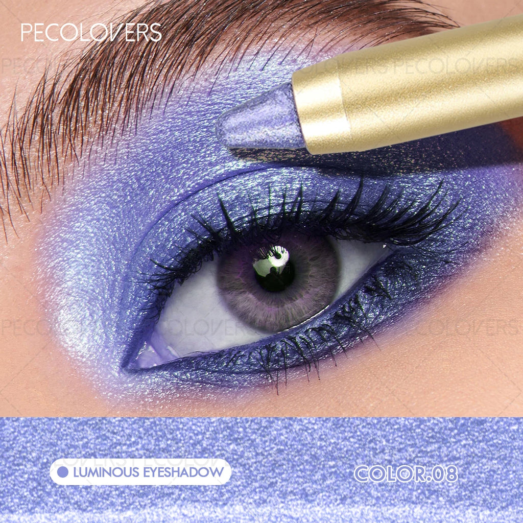 1 Pc Shimmer Eyeshadow Stick, Dual-ended Eyeshadow Pen, with Brush, Eye-catching Eye Makeup High Color Rendering, Concert Makeup Quake 08