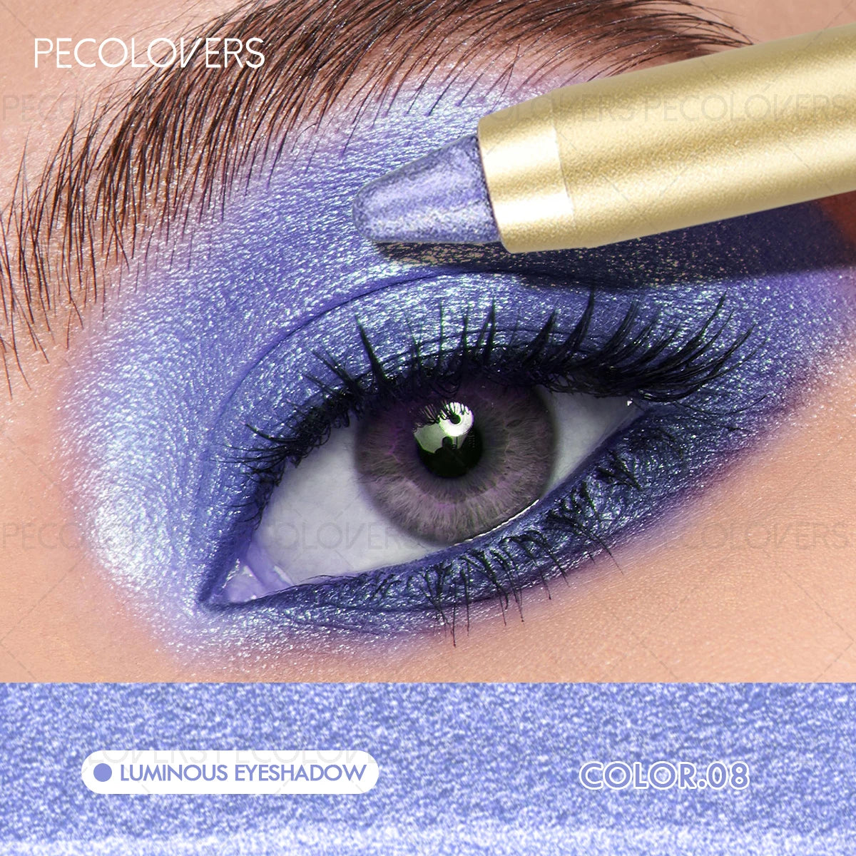 1 Pc Shimmer Eyeshadow Stick, Dual-ended Eyeshadow Pen, with Brush, Eye-catching Eye Makeup High Color Rendering, Concert Makeup Quake 08