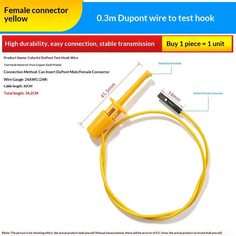 1Pcs Electrical Test Hooks With Male Female Connector Wire Transistor Tester Probe Clip For Multimeter Instrumentation Quake M