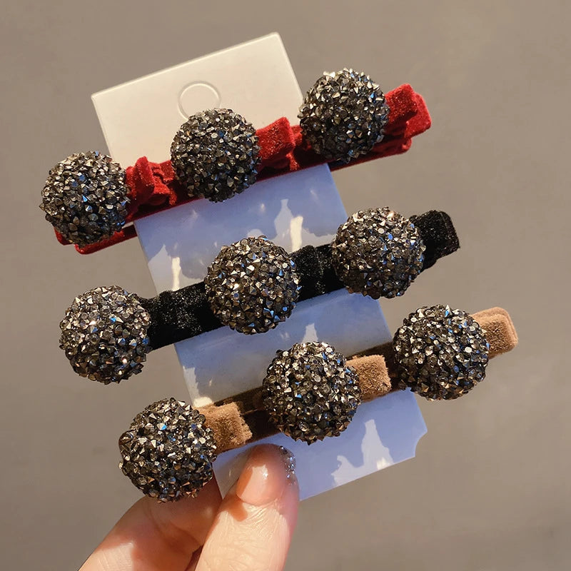 Velvet Bangs Clip Sweet Cute Barrettes Hair Side Clip Fashion Braided Hairpins Hair Accessories Black Headwear Women Style Tools Quake