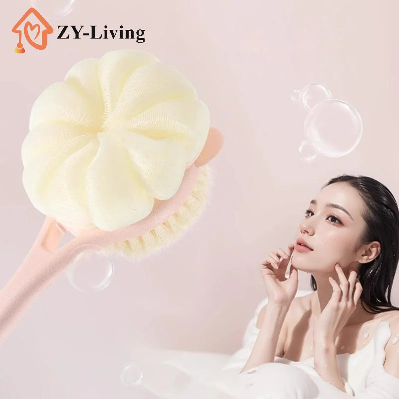 1Pcs Long Handle Bath Brush Double-Sided Scrubbing Shower Towel Back Scraper Detachable Strong Bath Soft Bristle Washing Brush Quake