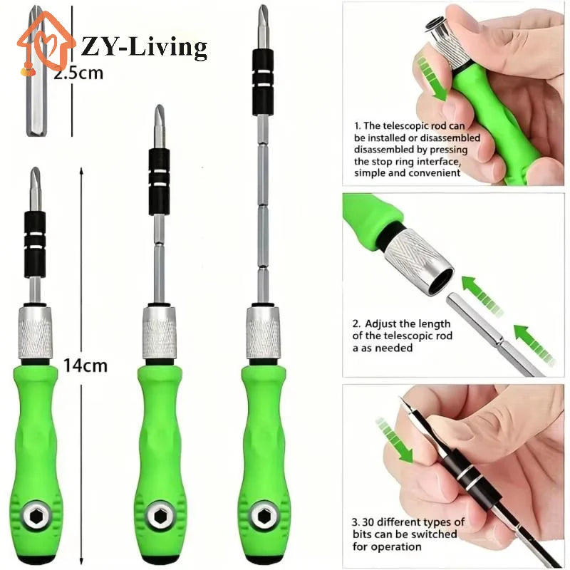 24/32 In 1 Precision Screwdriver Set Non Slip Green Handle Magnetic Bits For Electronics Repair Home DIY Tasks Quake