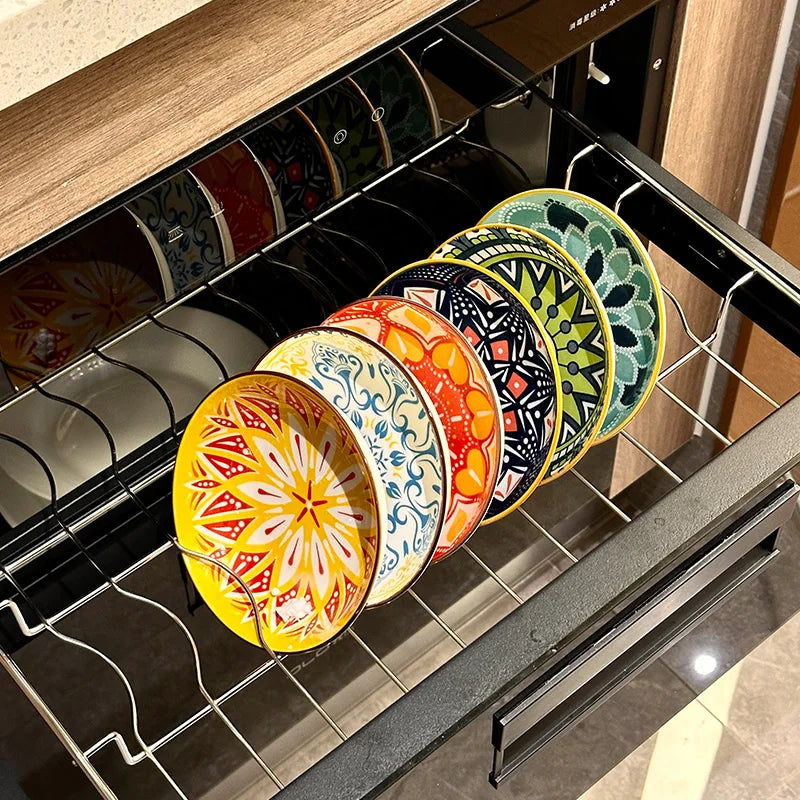 6pcs- Ceramic Bohemia Plate, Salad Plate, Appetizer, Serving Dried Fruit, Desserts And SaladsDishwasher Oven Microwave Safe Quake Six different plates
