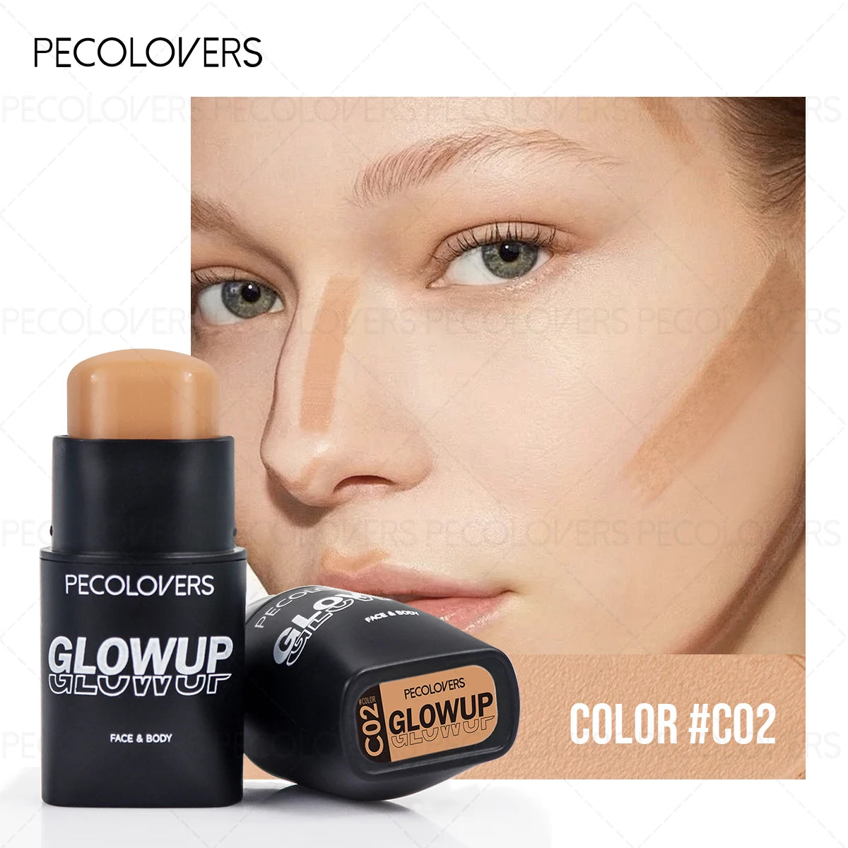 1 Pc Face Contour Stick, 3D Face Natural Shadow Look, for All Skins, Highlight & Contour & Concealer Face Makeup, Perfect Gifts Quake C02