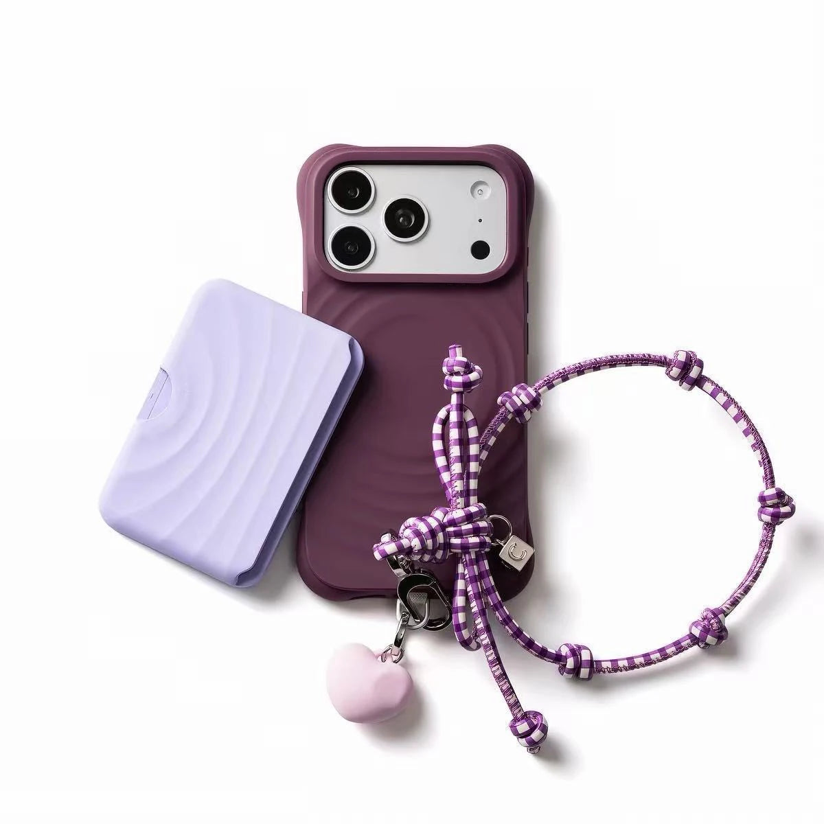 Purple Blue Plaid Rope Knot Phone Charm Accessories for Galaxy for IPhone 13 14 15 16 17 18 Pro Max Case Quake