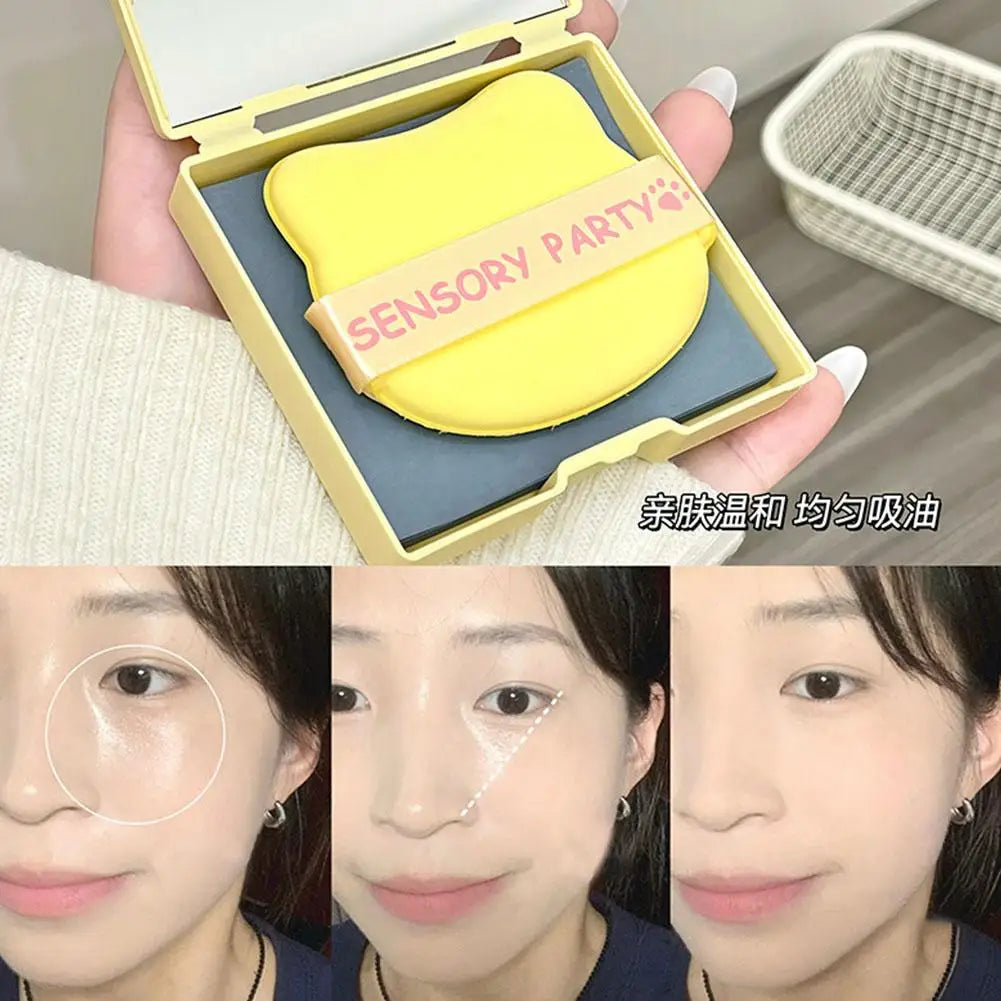 100 facial blotting papers Compact Mirror Oil Absorbing Sheets Reusable Powder Sponge Beauty Emergency Kit Makeup Skin Care Quake