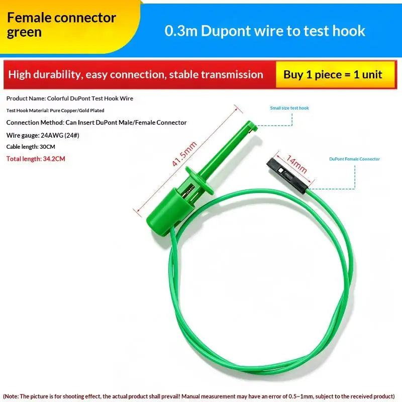 1Pcs Electrical Test Hooks With Male Female Connector Wire Transistor Tester Probe Clip For Multimeter Instrumentation Quake K