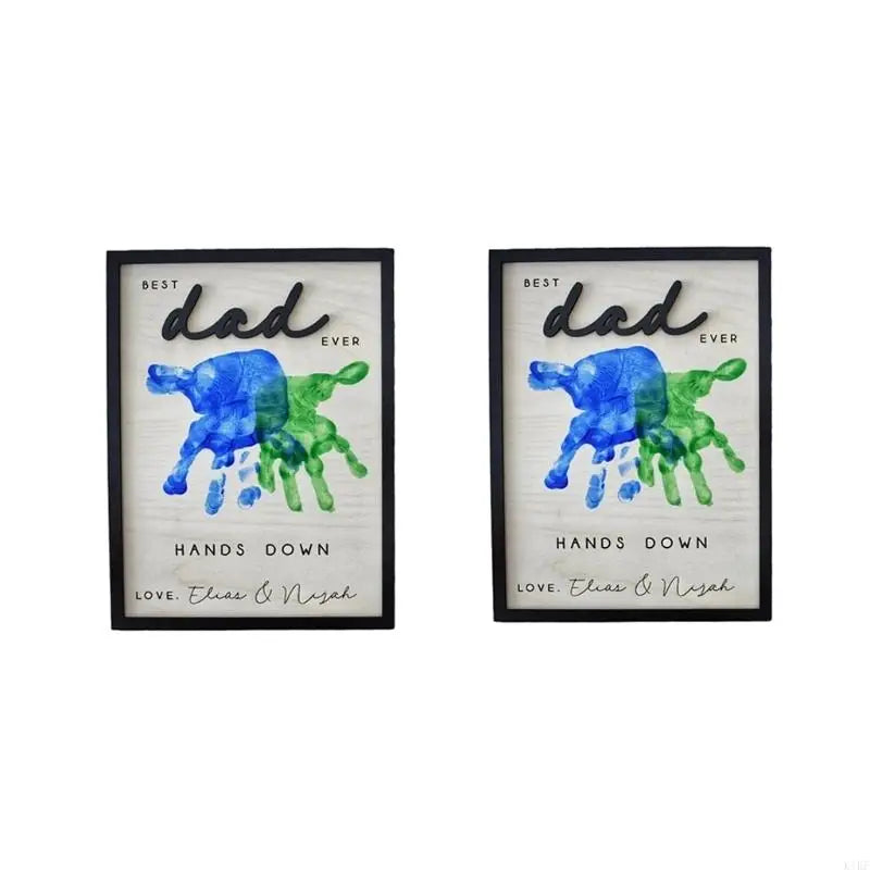 Fashionable Father's Day Gift Handprint Keepsakes Wooden Frame For Dad With Name Engraving And 2 Size Option K1KF Quake