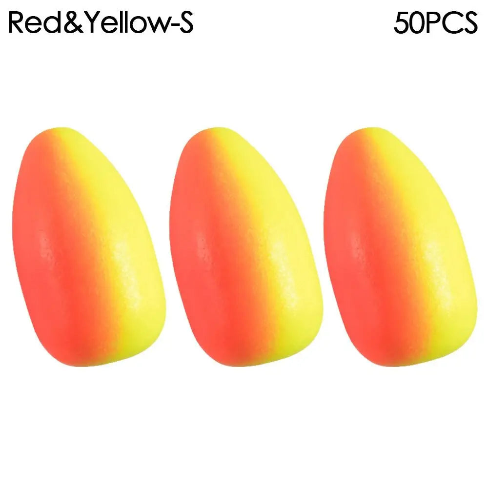 50pcs new Stoppers Rig Rigging Material Foam Floats Ball Beans Bottom Fishing Floats Beads Quake Red-Yellow-S